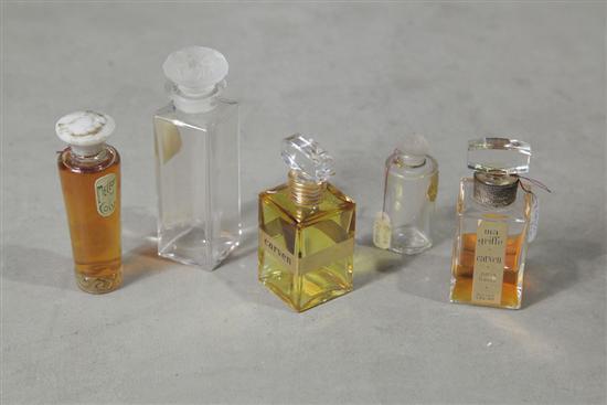 Appraisal: FIVE PERFUME BOTTLES COTY AND CARVEN Including Coty ''Meteor de