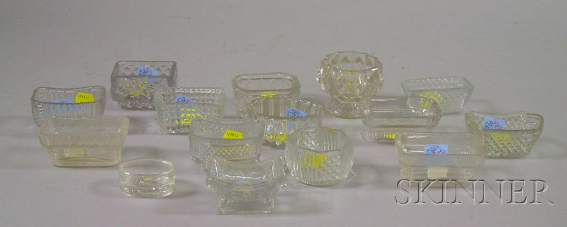 Appraisal: Fifteen Colorless Pressed and Cut Glass Master Salts th and