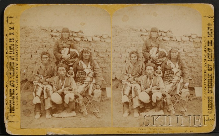 Appraisal: Stereo View Photograph group of Pueblo Tesuque Indians by W