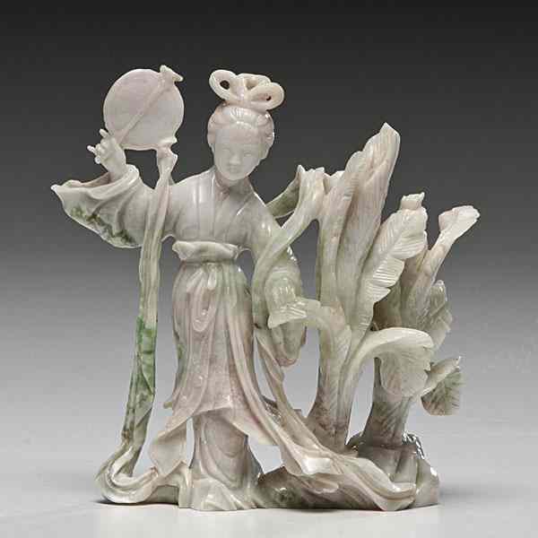 Appraisal: Chinese Jade Guanyin Carving Chinese th century a detailed carving