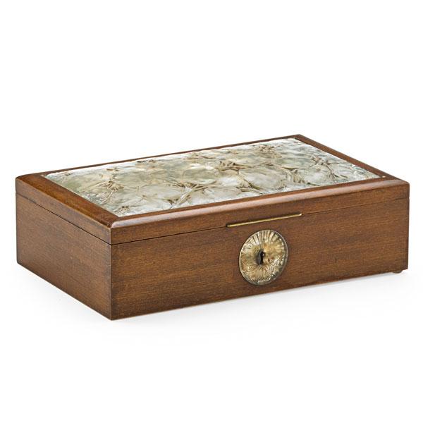 Appraisal: LALIQUE Monnaie du Pape humidor box in frosted glass and