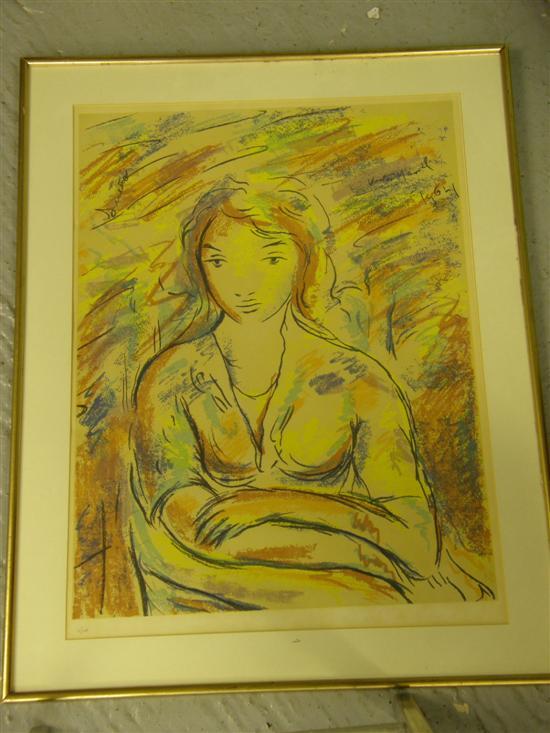 Appraisal: Limited edition Modernist print of a young woman h w