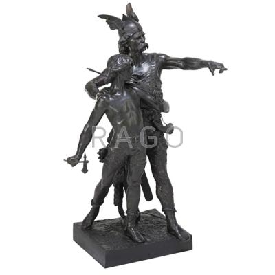 Appraisal: EMILE LAPORTE French - Bronze sculpture Norse Warrior and his