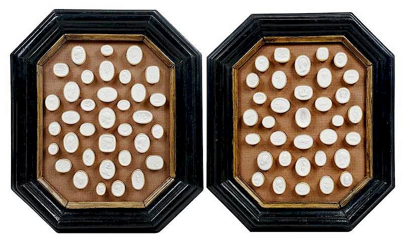 Appraisal: Two Grand Tour Framed Plaster Intaglio Sets Continental th century