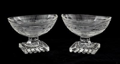 Appraisal: A Pair of Cut and Etched Glass Compotes Possibly Irish