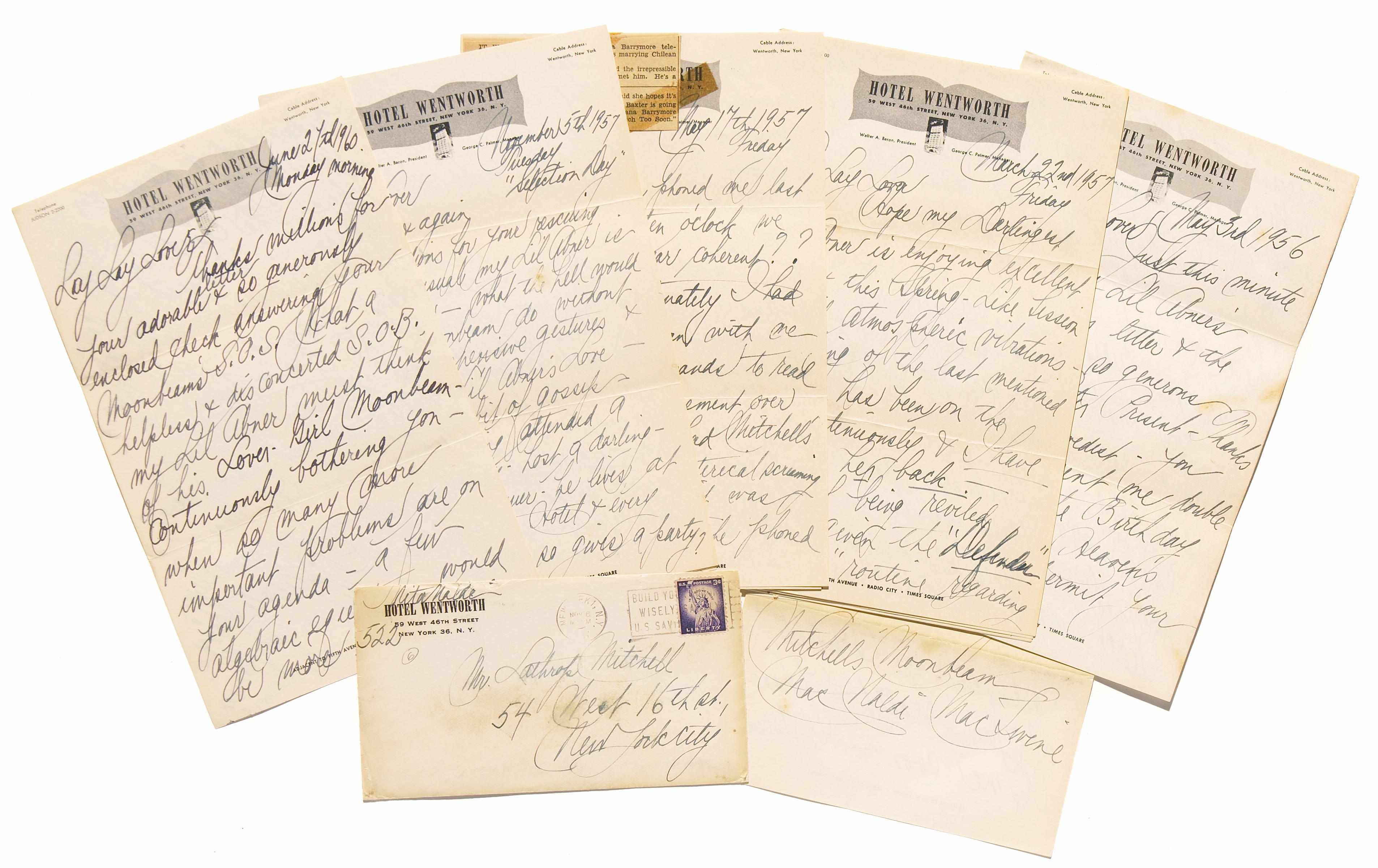 Appraisal: Nita Naldi handwritten letter archive A group of nine handwritten