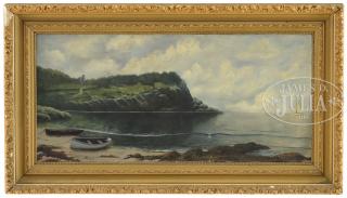 Appraisal: JAMES BREVOORT American - COASTAL SCENE WITH SAILBOATS Oil on