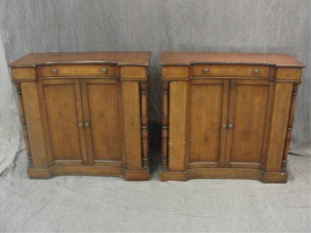 Appraisal: Pair of Regency Style Drawer Door Cabinets With brass inlay