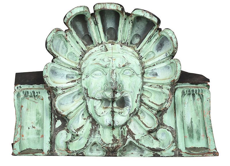 Appraisal: Commodore Hotel Copper Architectural Element circa repousse sheet copper mask