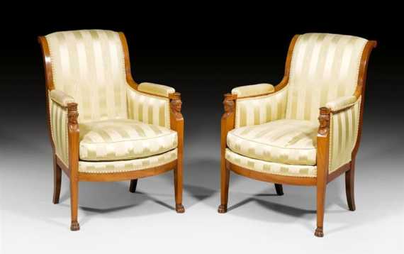 Appraisal: PAIR OF BERGERES AUX BUSTES DE FEMMES Empire probably by