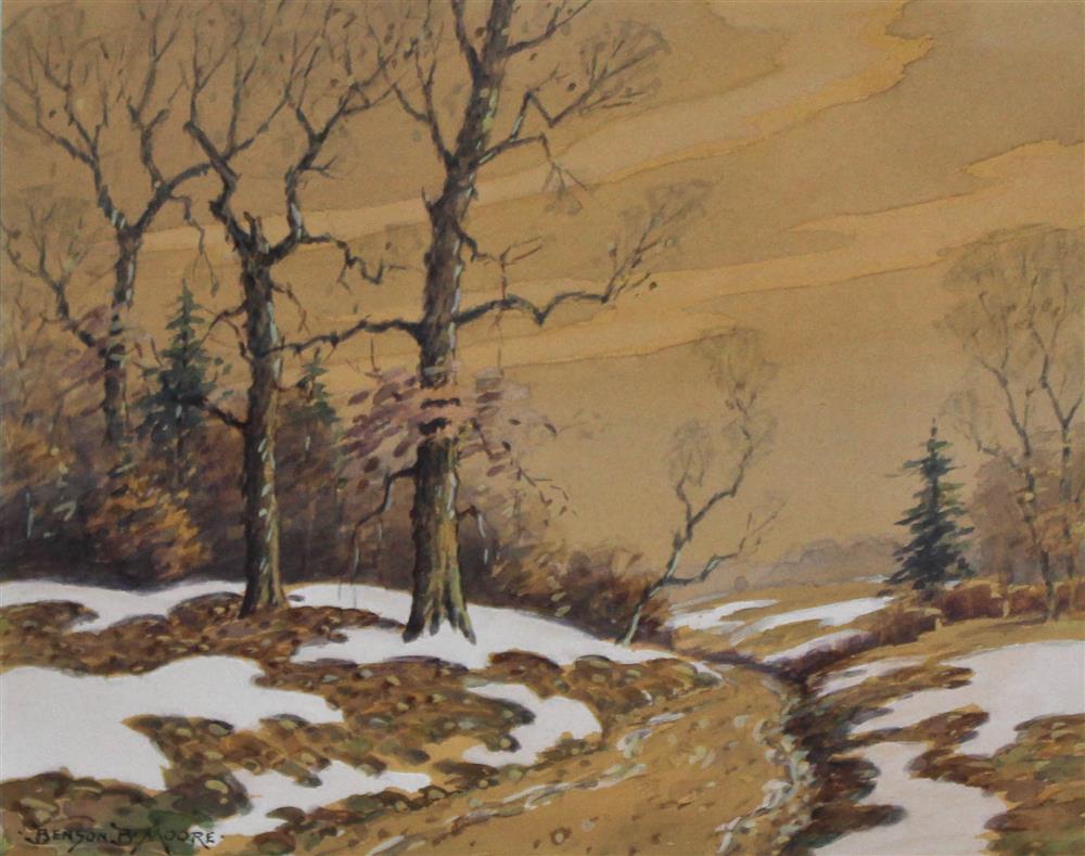 Appraisal: BENSON BOND MOORE AMERICAN - WINTER LANDSCAPE Mixed media on