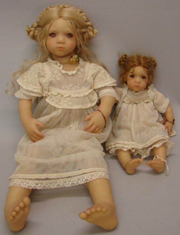 Appraisal: Pair of MIB vinyl cloth Annette Himstedt girl dolls Bibi