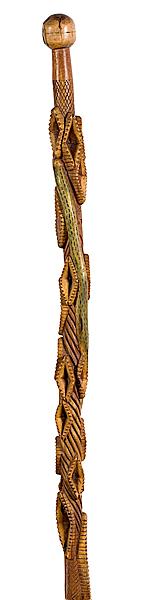 Appraisal: SOUTHERN CARVED FIGURAL CANE A Southern folk art cane ca