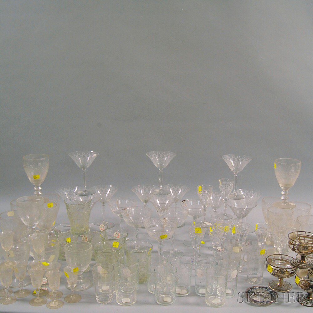 Appraisal: Approximately Eighty-four Pieces of Etched Stemware including a set of