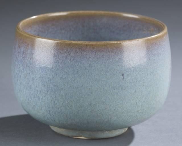 Appraisal: Chinese Jun glazed porcelain bubble bowl A Chinese Jun glazed