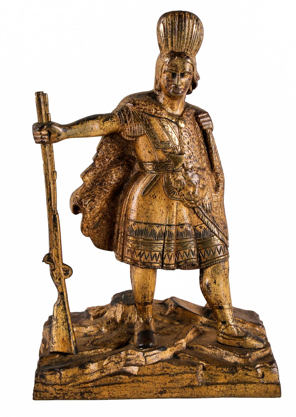 Appraisal: WARRIOR FIGUREunsigned gilt metal Condition loss throughout inches wide inches