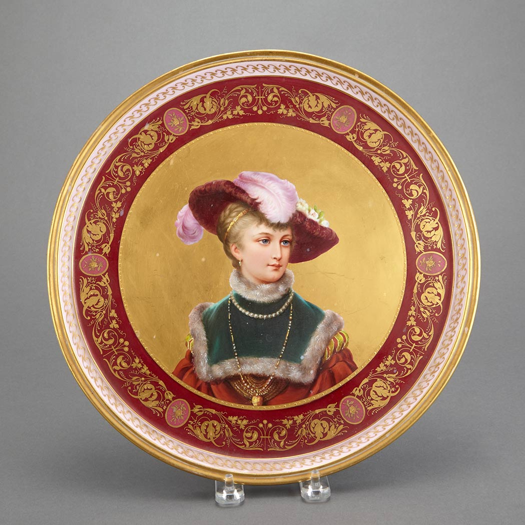 Appraisal: Vienna Gilt and Painted Porcelain Portrait Plate W Menzler Studio