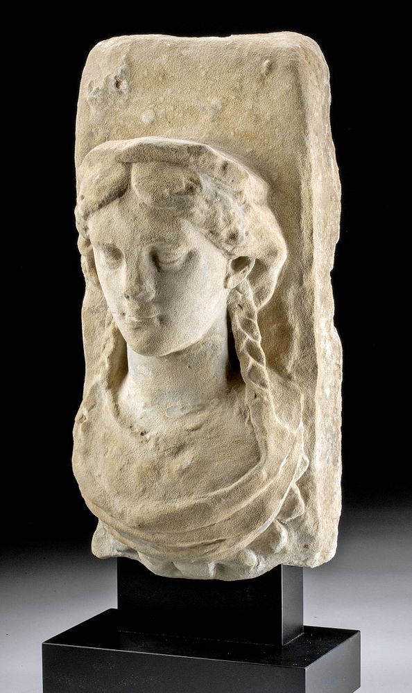 Appraisal: Roman Stone Relief Panel w Bust of Goddess Early Roman