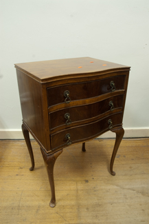 Appraisal: PERIOD THREE DRAWER BEDSIDE CHEST