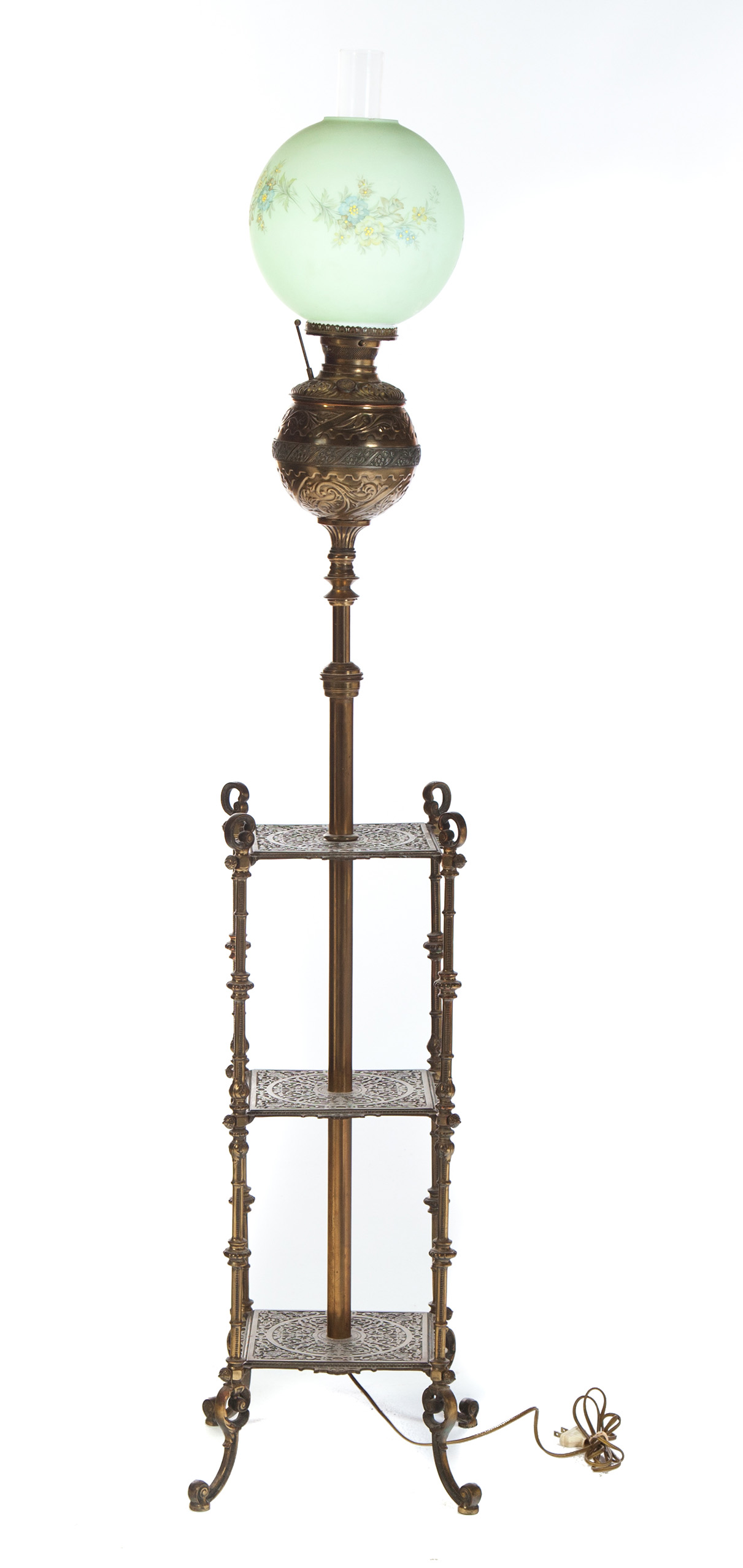 Appraisal: VICTORIAN ORGAN LAMP American nd half- th century Brass font