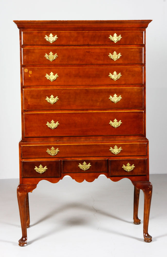 Appraisal: - Chippendale Style Mahogany Highboy Chippendale style flat top highboy