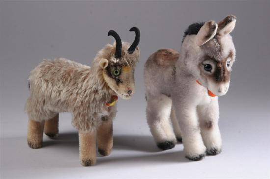 Appraisal: TWO STEIFF ANIMALS MINIATURES - DONKEY AND GOAT Circa s