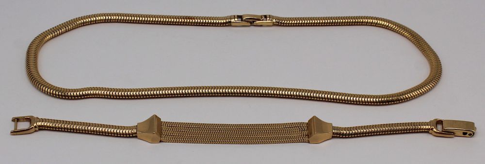 Appraisal: JEWELRY Retro kt Gold Snake Chain Suite Includes a Retro