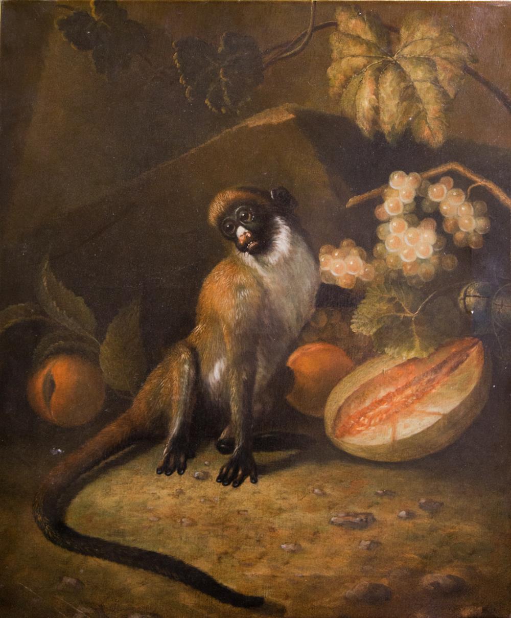 Appraisal: STILL LIFE OF FRUIT WITH A MONKEY Giclee x in