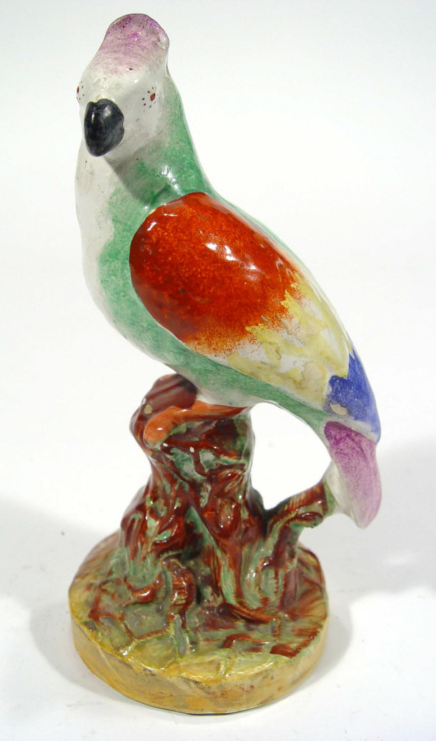 Appraisal: Hand painted Staffordshire pottery parrot cm high