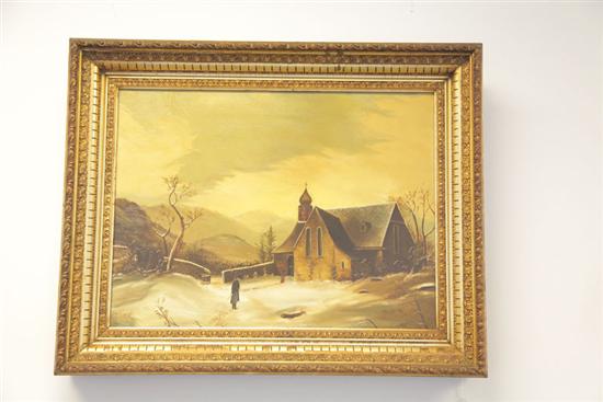 Appraisal: COUNTRY LANDSCAPE PAINTING WITH AN ORTHODOX CHURCH EUROPEAN SCHOOL LATE