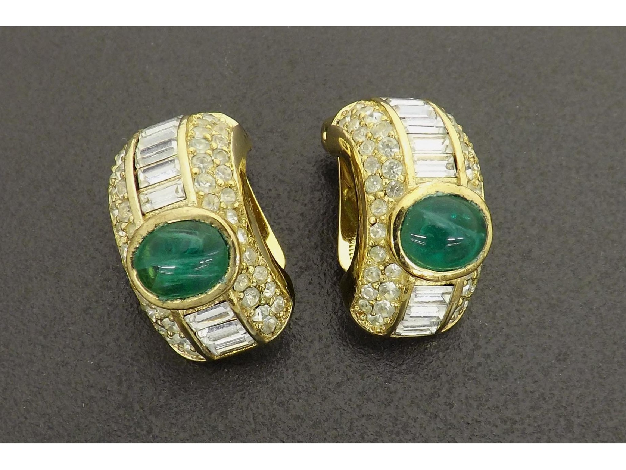 Appraisal: Christian Dior - pair of faux emerald earrings mm