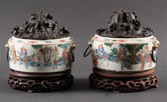 Appraisal: Pair of Chinese Export Famille Rose porcelain cachepots early th