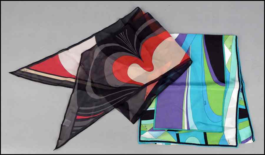 Appraisal: TWO PUCCI SILK SCARVES Larger '' x '' Condition No