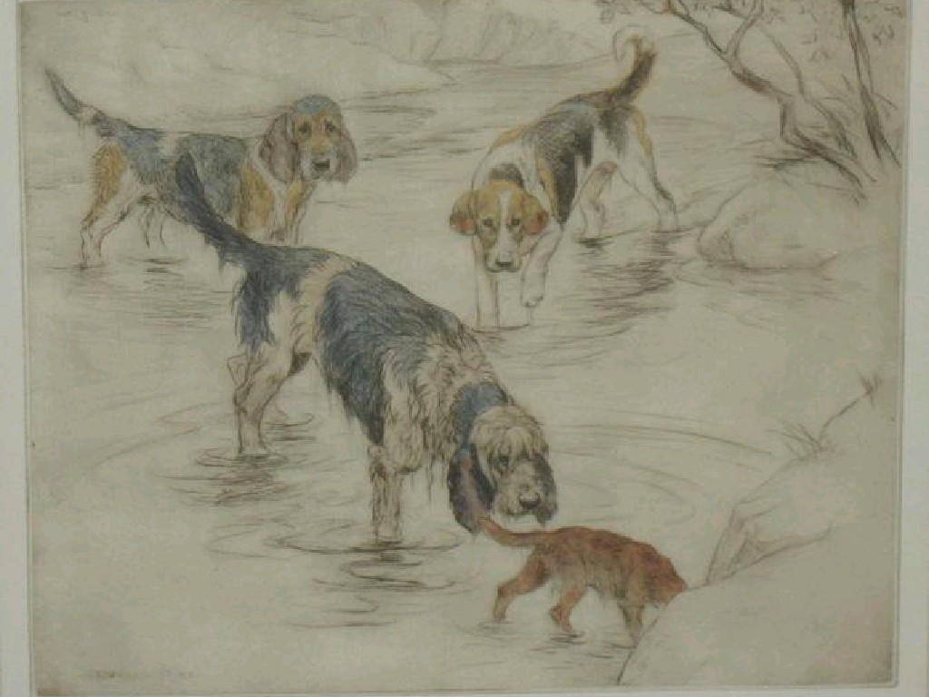 Appraisal: VERNON STOKES Otter Hunt signed in pencil to the margin