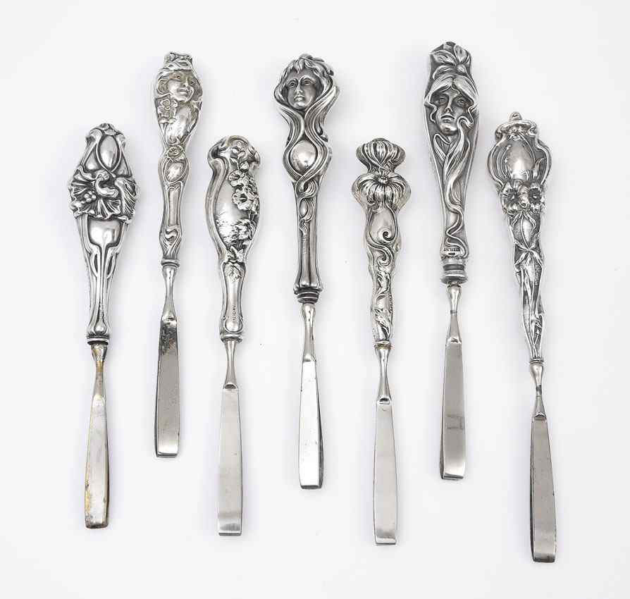 Appraisal: COLLECTION ART NOUVEAU STERLING TWEEZERS A rare form in sterling