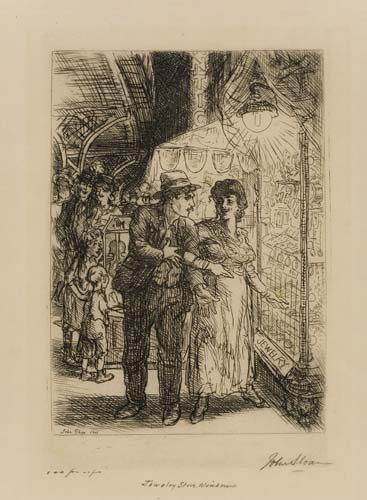 Appraisal: JOHN SLOAN Jewelry Store Window Etching on Japan paper x