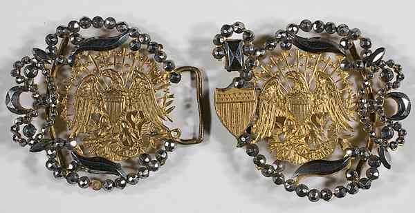 Appraisal: Civil War Unique Cut-Steel Patriotic Buckle Featuring US Eagle Emblems