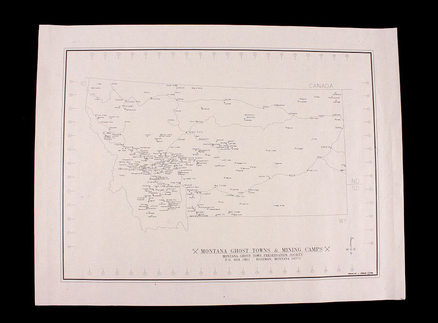 Appraisal: Montana Ghost Towns Mining Camps Map For your consideration is