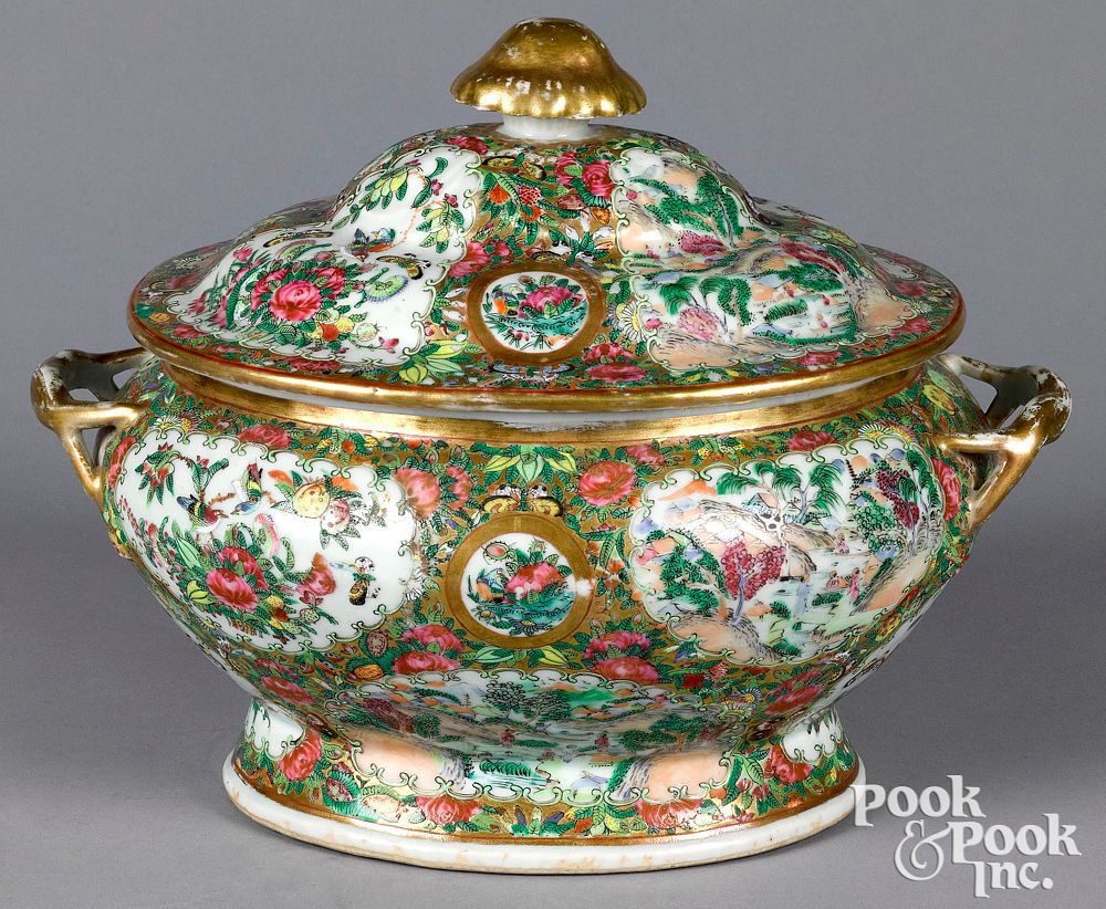 Appraisal: Chinese export porcelain rose medallion tureen Chinese export porcelain rose