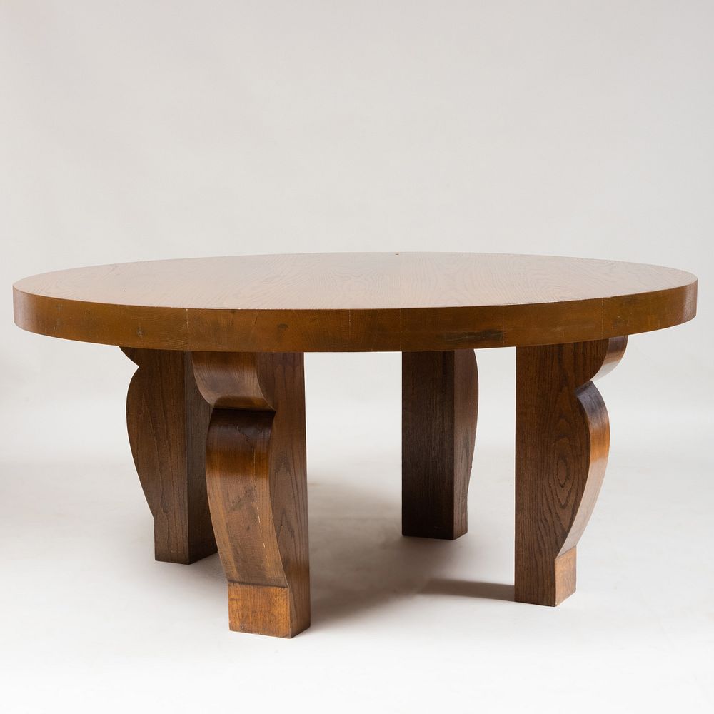 Appraisal: Modern French Oak Center Table After a Design by Jean-Michel