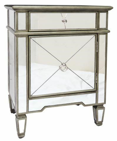 Appraisal: Modern mirror plated nightstand late th c frame in an