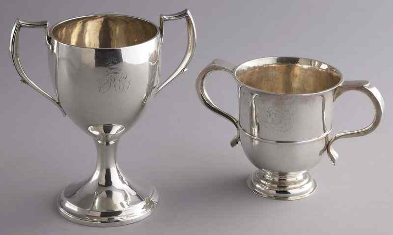 Appraisal: British Irish Sterling silver trophies Two handled ovoid form cup