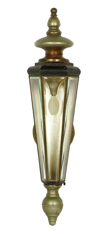 Appraisal: - th C Brass and Beveled Glass Sconce th Century