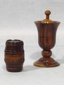 Appraisal: Jewish Interest an urn shaped olive wood container with peppercorns