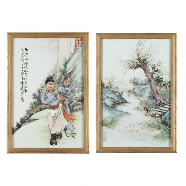 Appraisal: Two Chinese Porcelain Plaques th and th century finely hand