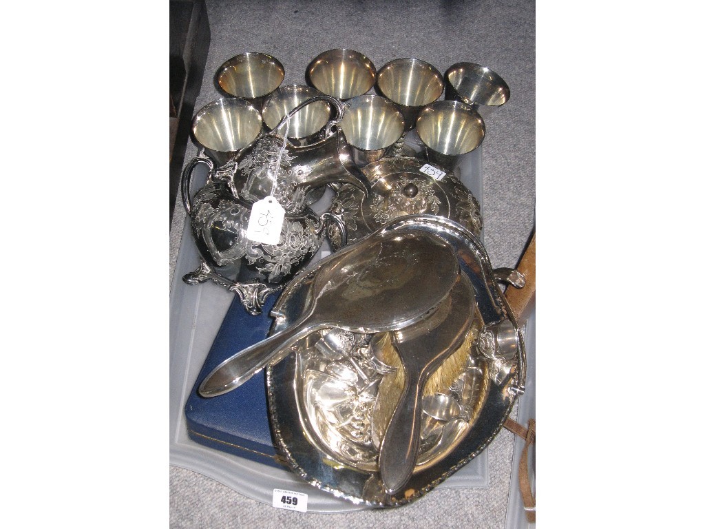 Appraisal: Tray lot of EP - tea service basket goblets etc