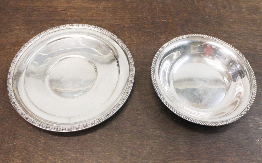 Appraisal: TWO STERLING SILVER TABLEWARE ITEMS including the circular tray D