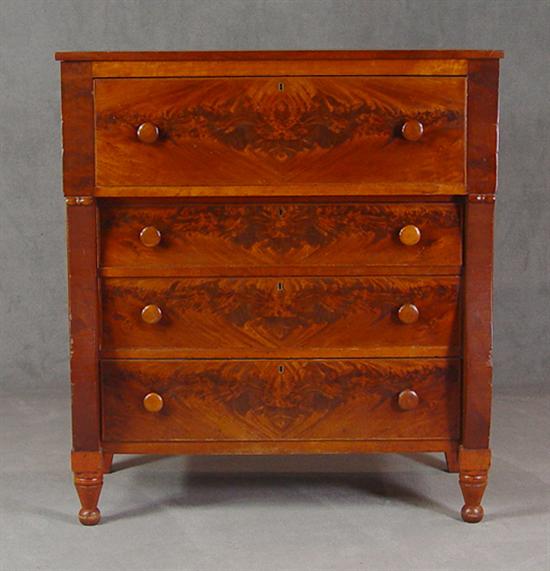 Appraisal: American Empire Cherry Burl Veneers Four Drawer Chest of Drawers