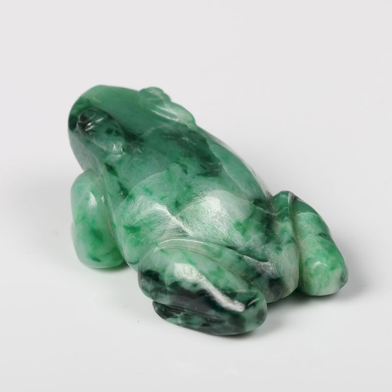 Appraisal: JADIETE FROG CARVING QING Vividly carved as a crouching frog