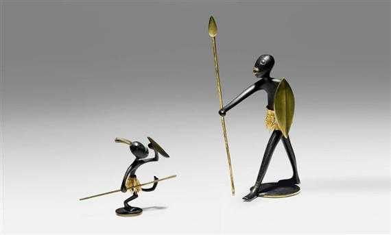 Appraisal: HAGENAUER TWO SCULPTURES Vienna circa Polished bronze with black patina